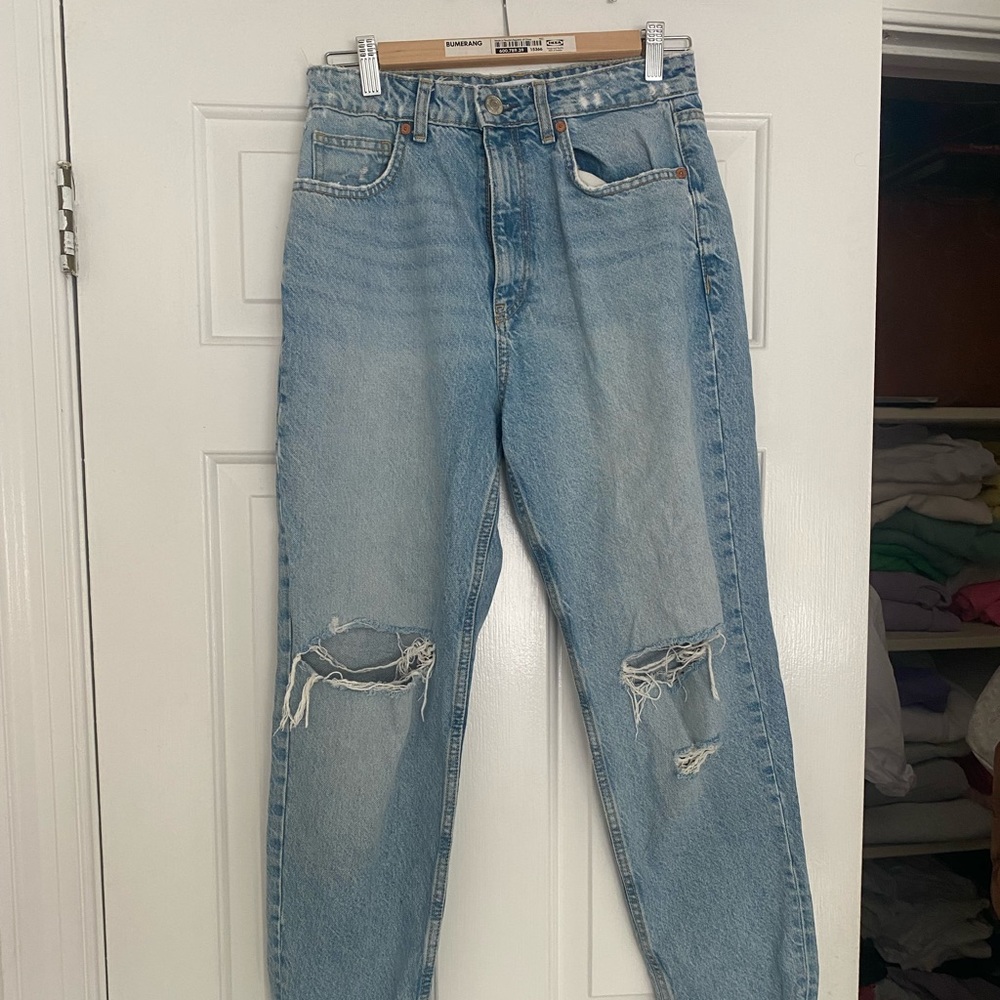 Zara ripped jeans light blue